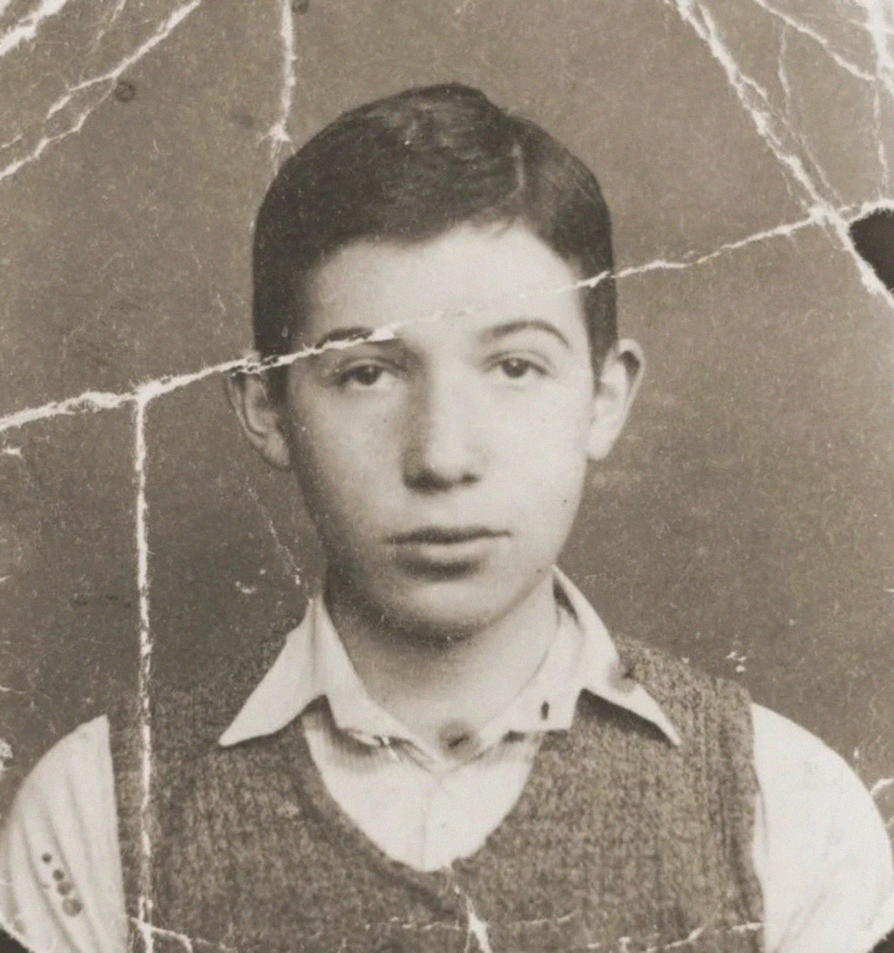 Original damaged boy portrait